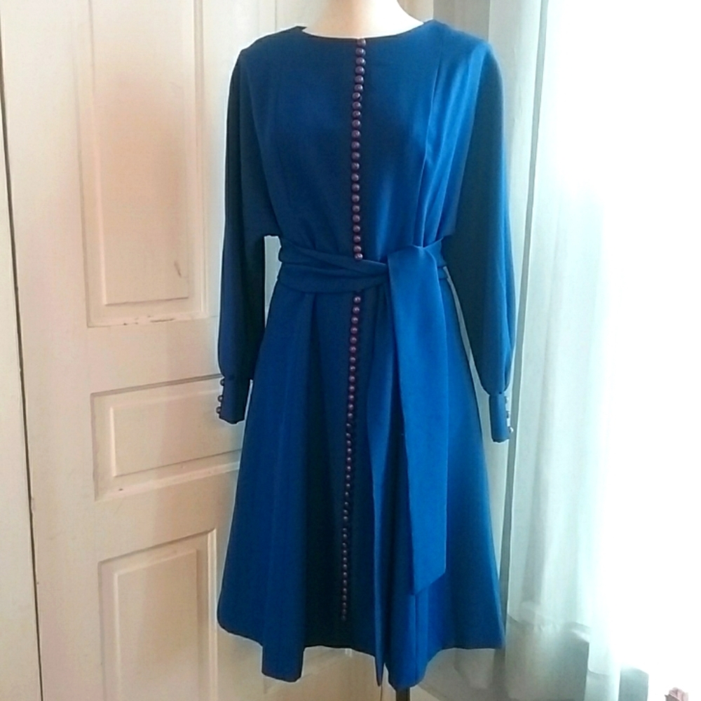 Vintage 1960s Royal Blue Dress
